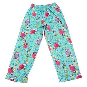 Nick & Nora Kids Owl Print Flannel Pajama Pants Blue Pink Green Size XL